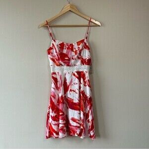 Aqua Multicolor Abstract Pattern Open Back Mini Dress Size XS